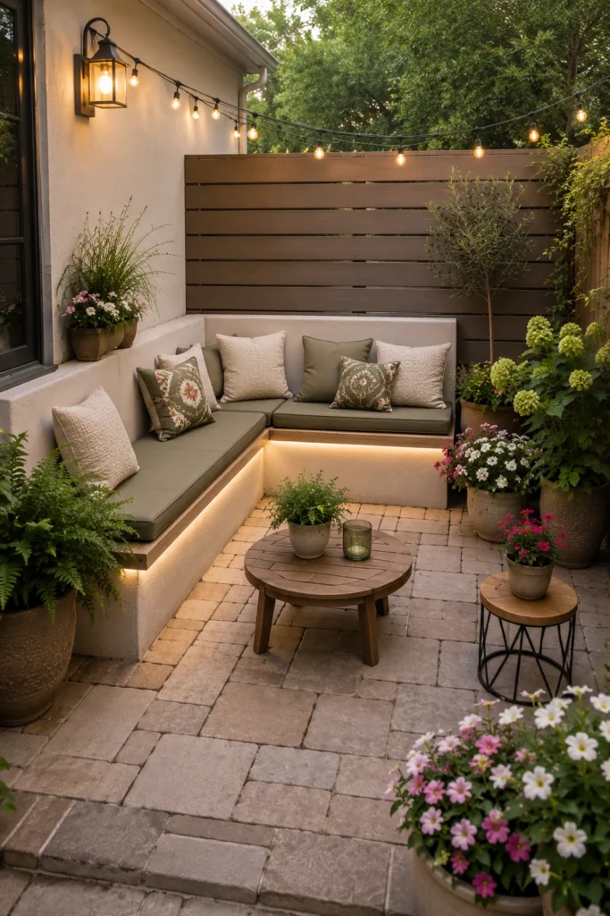 Compact Patio With a Built-In Bench