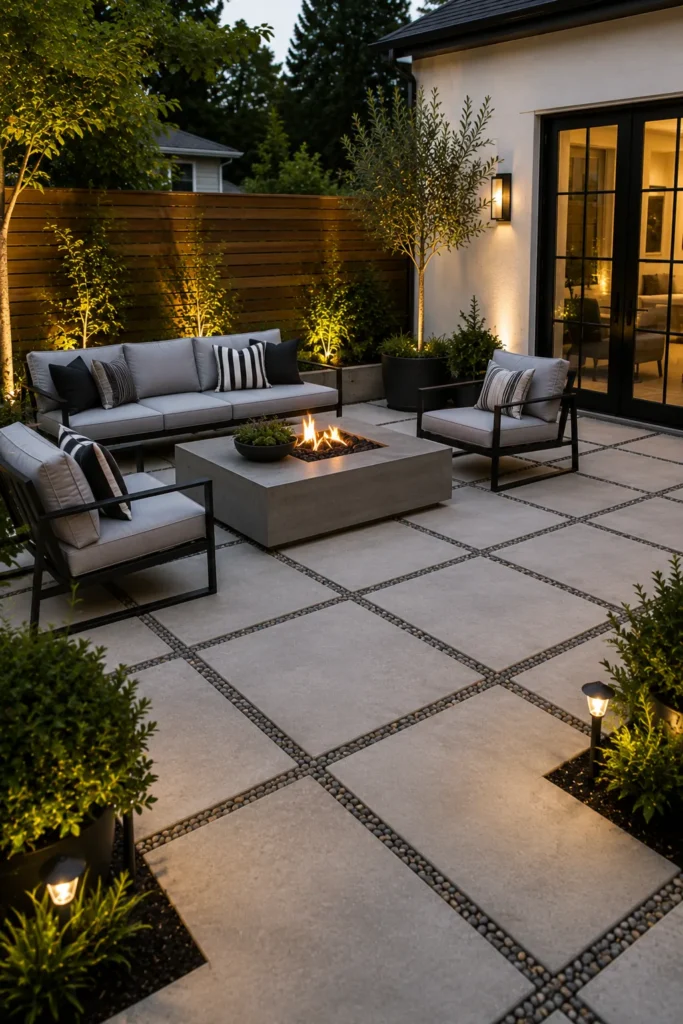 Modern Patio With Large Pavers