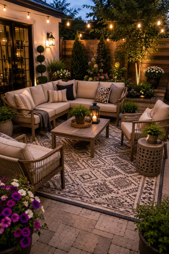 Patio Defined With an Outdoor Rug