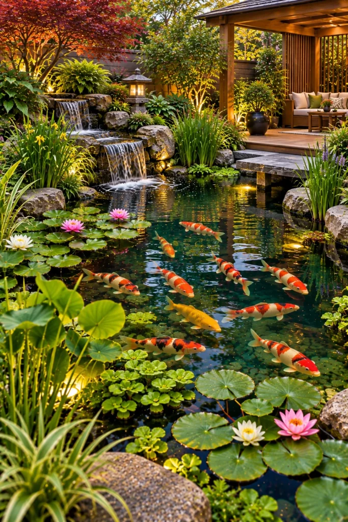 Add Water Plants Around the Koi Pond