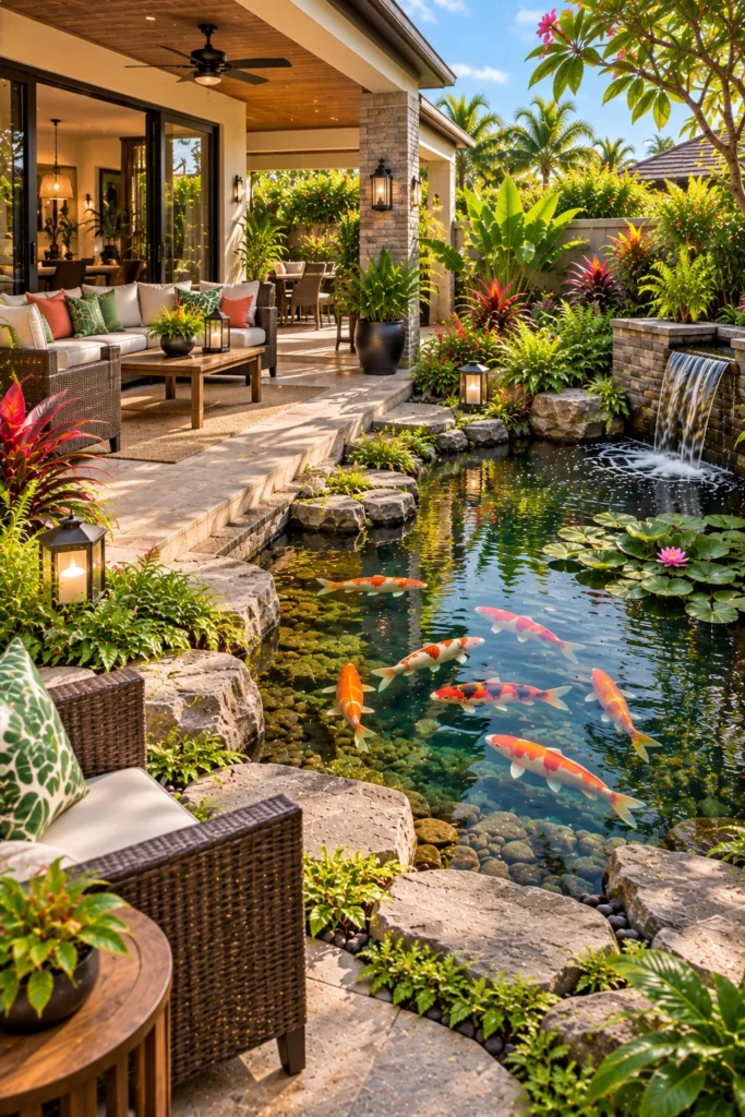 Add a Koi Pond Beside the Patio