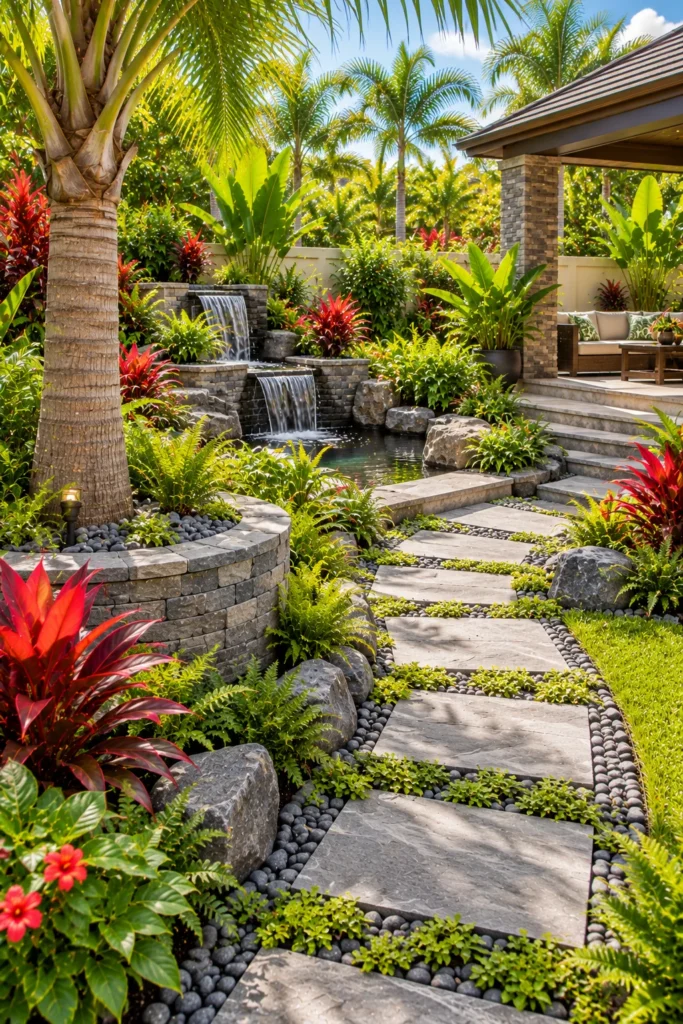 Combine Tropical Plants With Natural Stone
