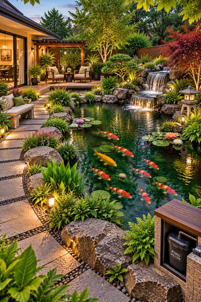 Complete Backyard Koi Pond Garden