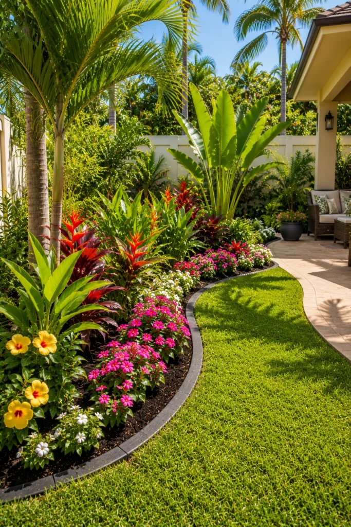 Create a Curved Tropical Flower Bed