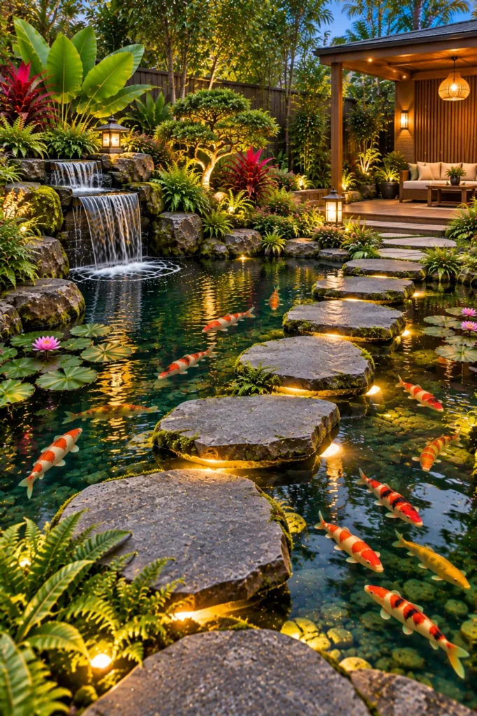 Koi Pond With Stepping Stones
