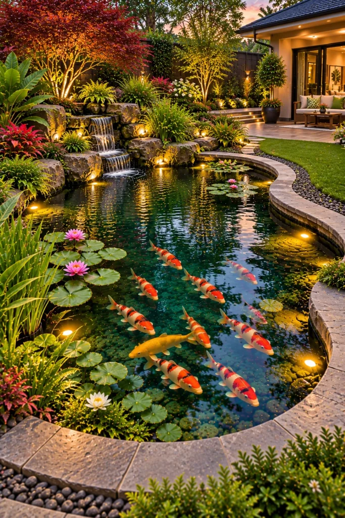 Koi Pond With a Curved Edge